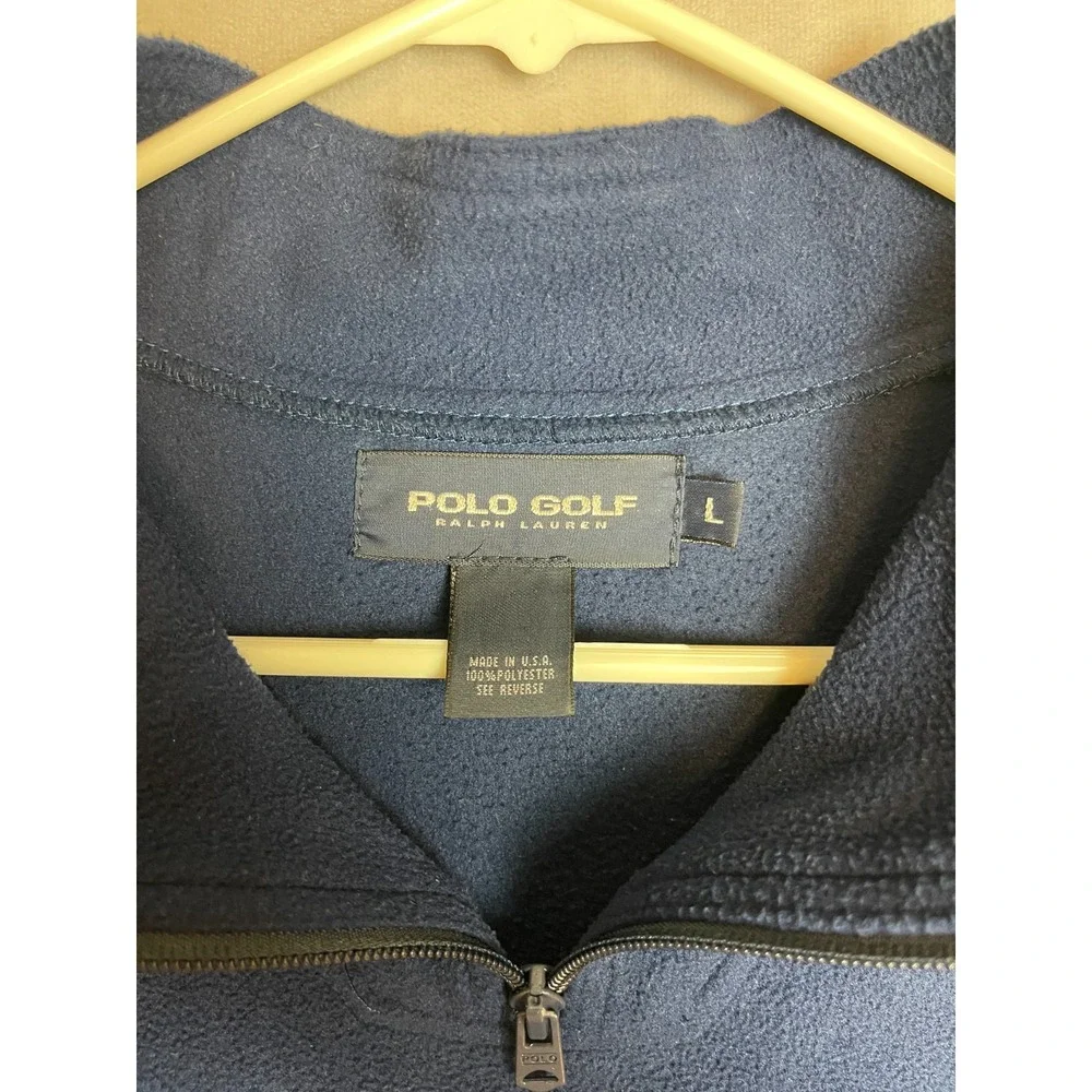 VINTAGE Polo Golf Ralph Lauren Fleece Sweater Mens Large Blue River Valley USA